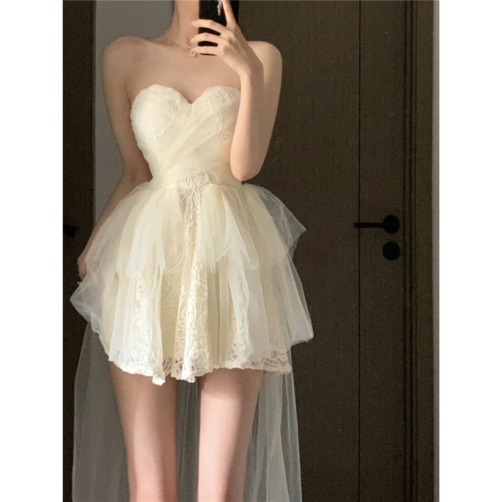 Đầm Công Chúa Lưng Cao Phối Ren Xinh Xắn Cho Nữ C6WU