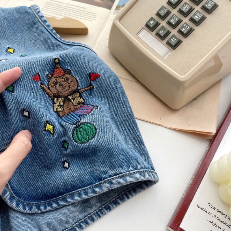 Áo Denim Không Tay Phong Cách Hàn Quốc Dễ Thương Thời Trang Xuân Thu 2023 Dành Cho Bé Trai Bé Gái