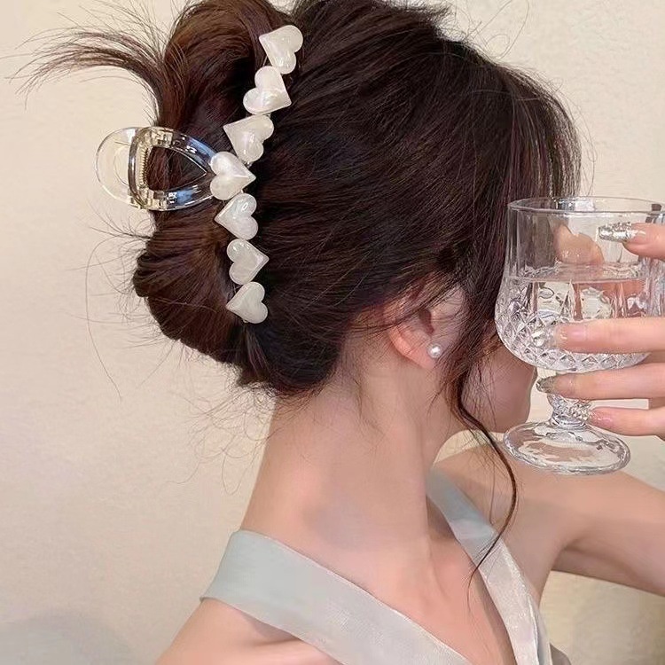 Haimeikang Kẹp Tóc Màu Thạch Acrylic Hình Trái Tim Ngọt Ngào Cho Nữ
