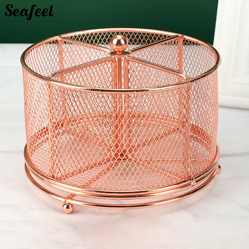 Giá Đỡ Bút 4 Ngăn Xoay 360 Độ Bằng Kim Loại Tiện Dụng Cho Gia Đình