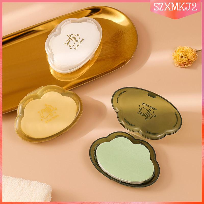 Bộ 50 Miếng Xà Phòng Giấy Hình Đám Mây Có Thể Hòa Tan Kèm Hộp Đựng Cho Du Lịch