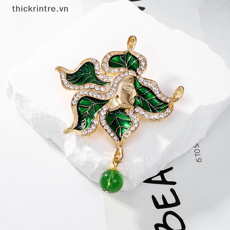 Ghim Cài Áo Hình Chiếc Lá Đính Đá Phong Cách Vintage Cho Nam Nữ