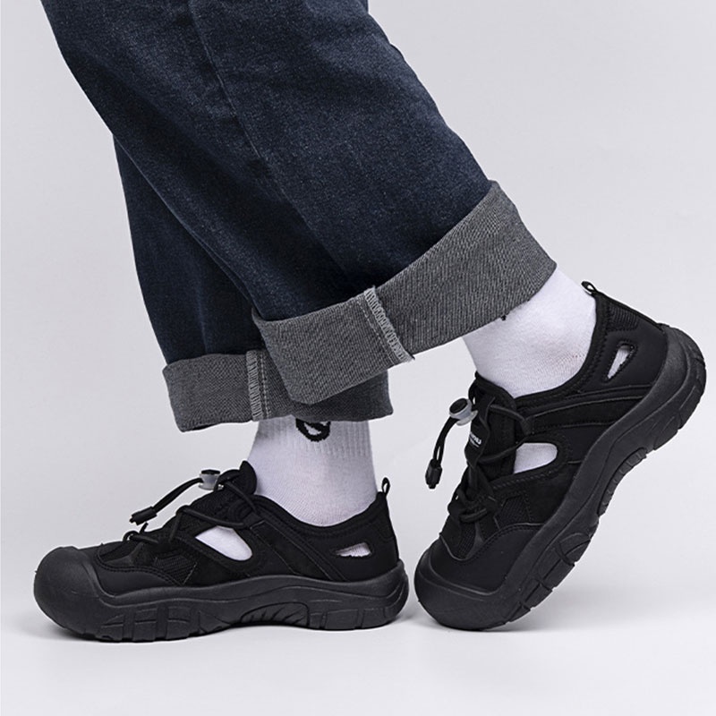 Giày Thể Thao Phối Lưới Thoáng Khí Màu Đen Thời Trang Mùa Hè Cho Nữ