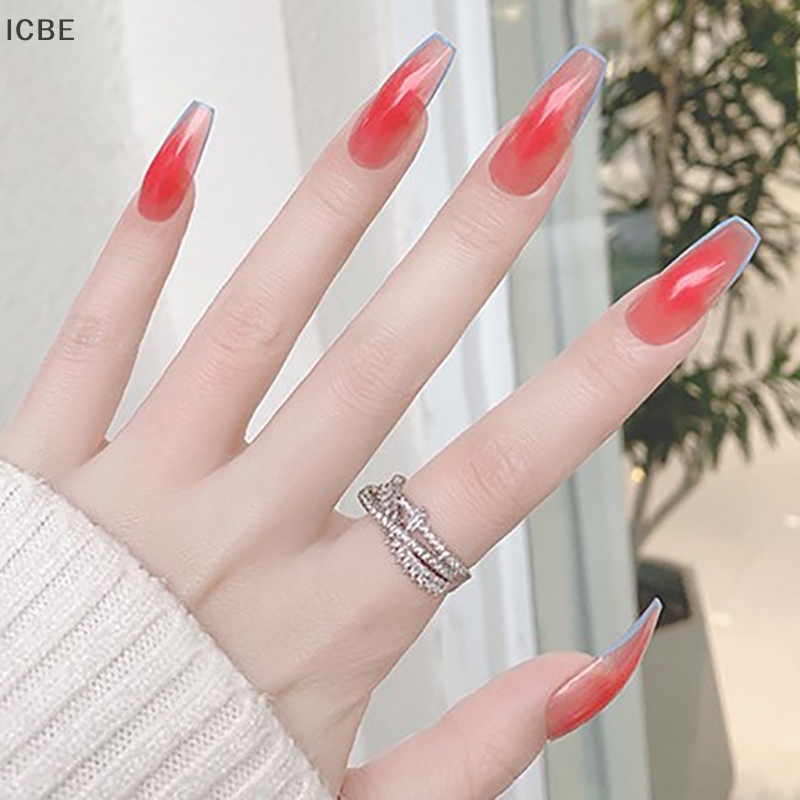 Bộ 24 Móng Tay Giả Dài Hình Thang Múa Ba Lê Đẹp Mắt DIY