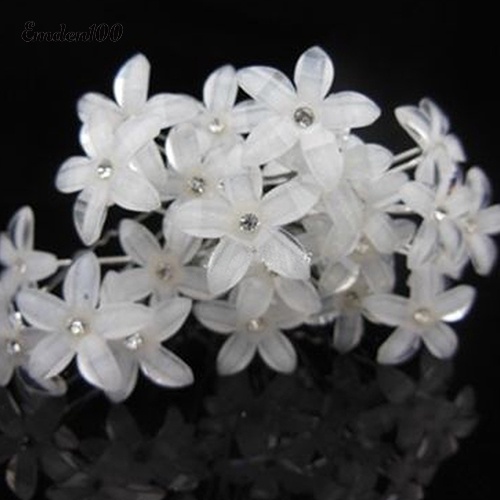 Bộ 20 Trâm Cài Tóc Chữ U Hoạ Tiết Hoa Trắng Dành Cho Cô Dâu