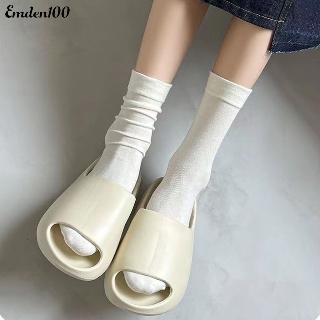 1 Đôi Tất Thể Thao Dày Màu Trơn Phong Cách Nhật Bản Thời Trang Mùa Đông Cho Nữ