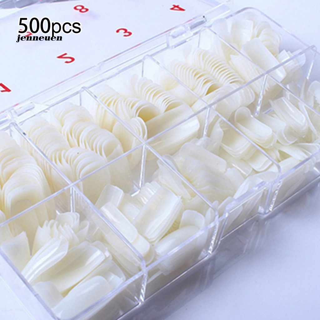 Set 500 Móng Tay Giả Màu Trắng Che Phủ Toàn Diện Thời Trang Cho Nữ