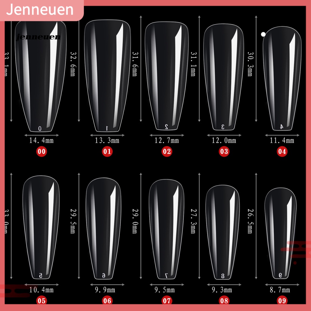 Bộ 500 Móng Tay Giả Dài Trong Suốt Che Phủ Toàn Diện Dễ Tháo Rời DIY