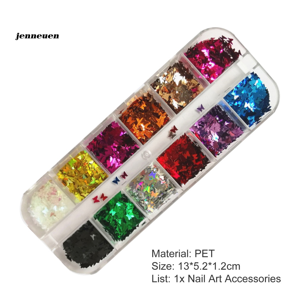 Hộp Sequin Hình Bướm Màu Dạ Quang Dùng Trang Trí Móng Tay