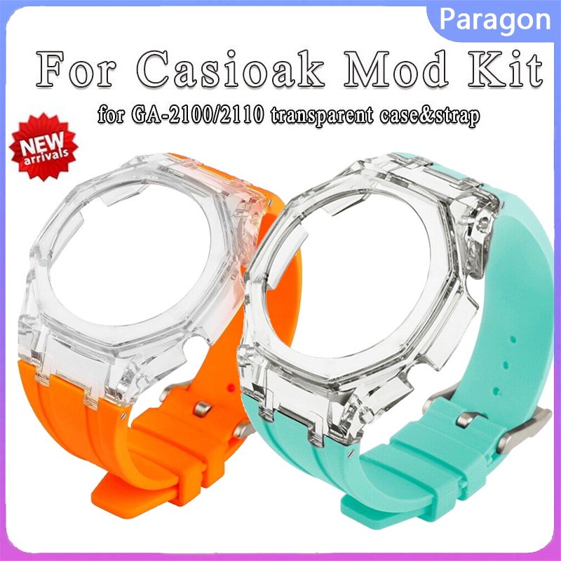Dây Đeo Thay Thế Bằng Cao Su PC Trong Suốt Có Khóa Kim Loại Cho Casioak Mod GA2100 GA-2100 2110