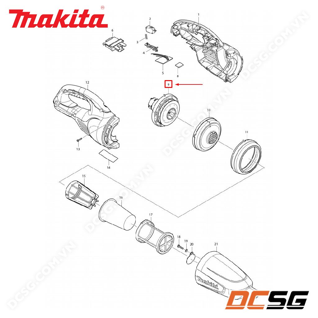 Motor máy hút bụi dùng pin 18V Makita DCL180 125867-6 | DCSG