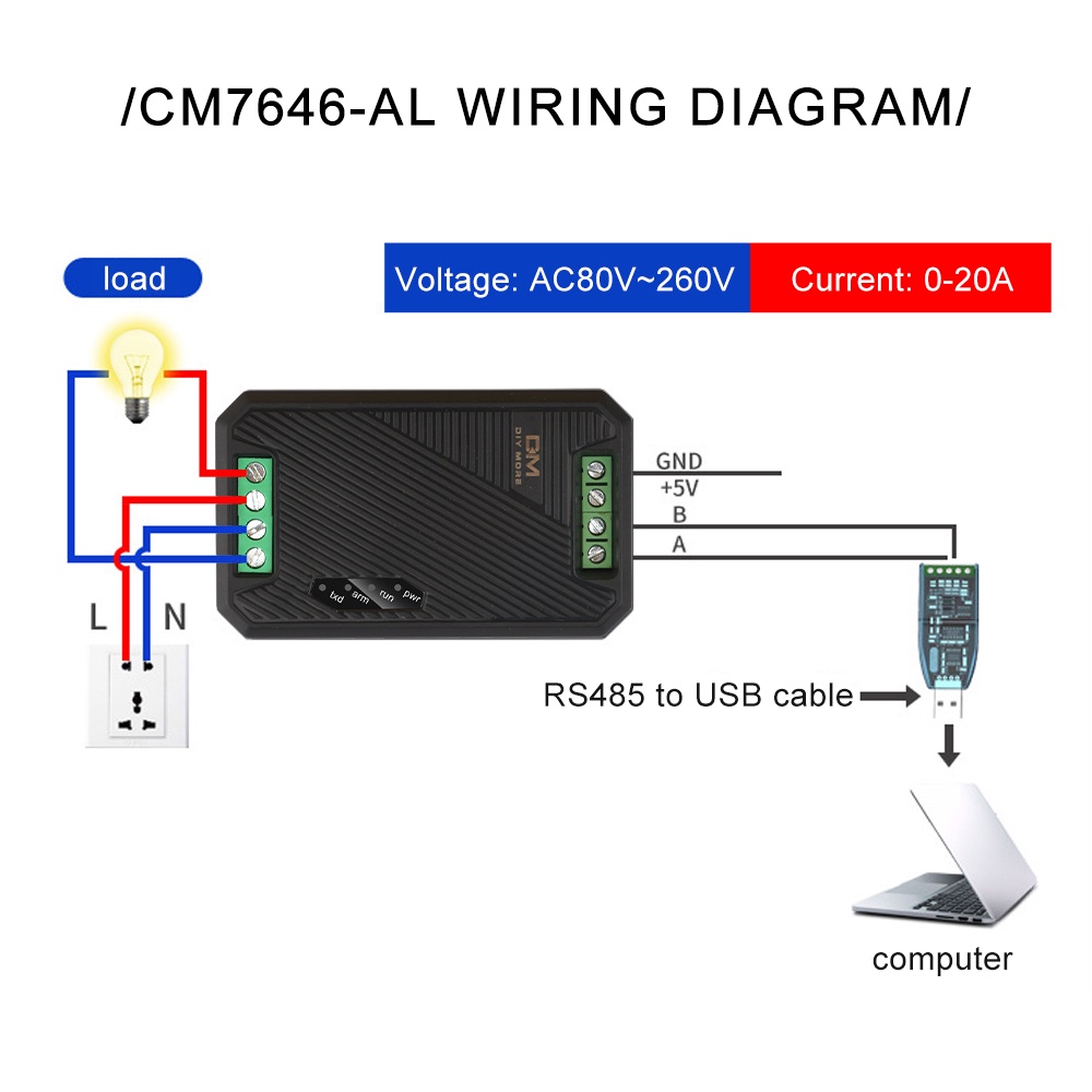 Mô Đun Truyền Tín Hiệu Nguồn Điện AC Giao Diện USB RS485 Ziqucu AC