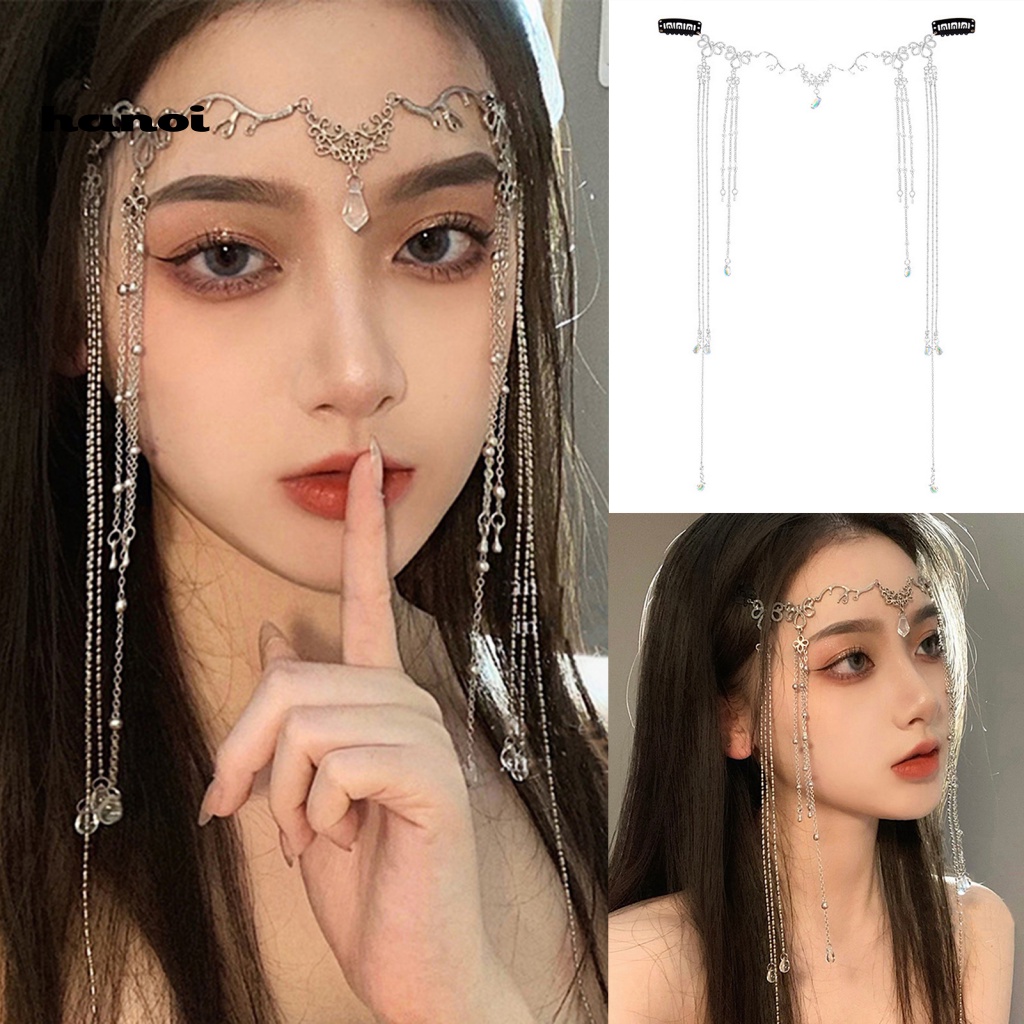 Chuỗi Dây Đeo Trán Đính Đá Tua Rua Phong Cách Cổ Điển Thanh Lịch Dành Cho Nữ