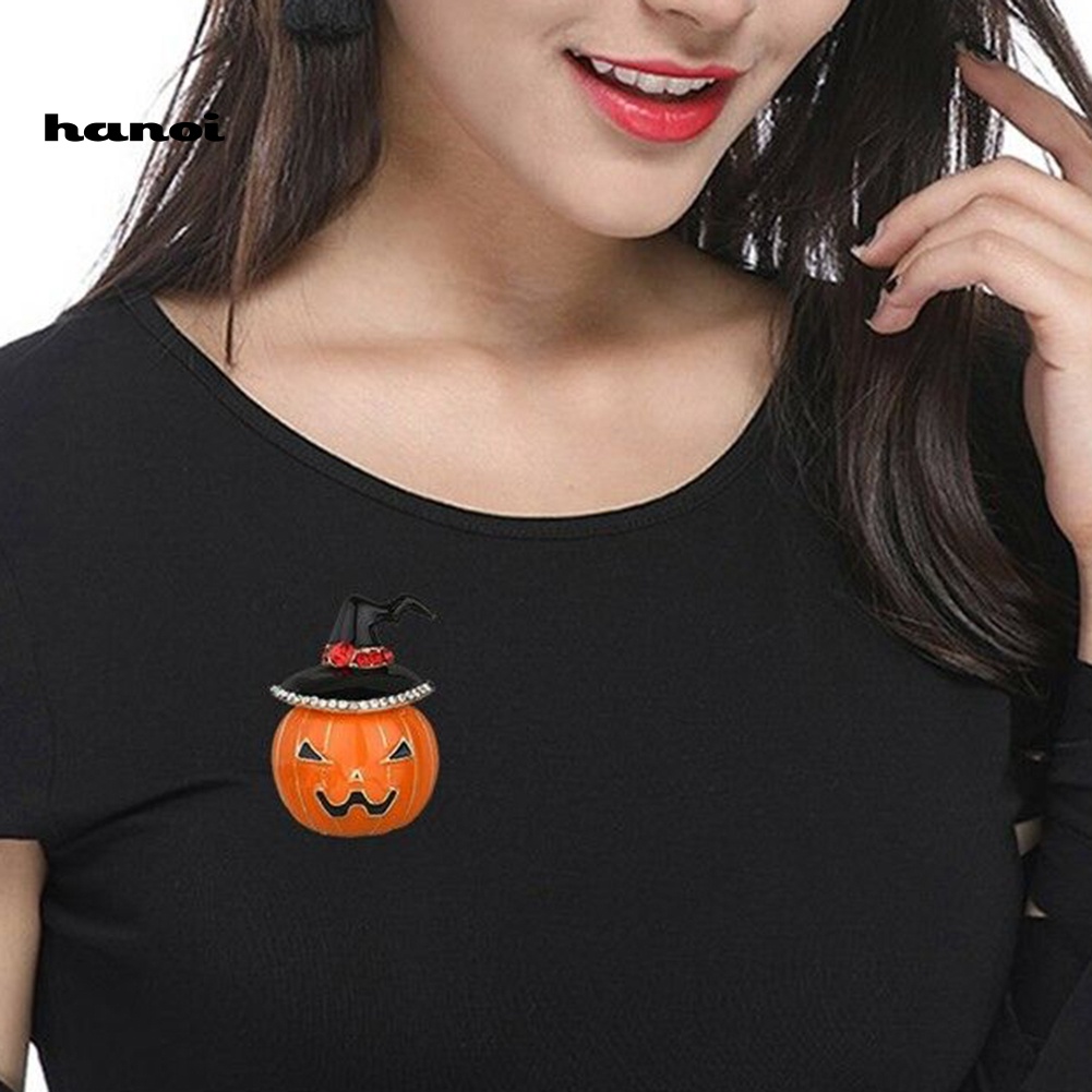 Ghim Cài Áo Hình Bí Ngô Đính Đá Phong Cách Halloween Thời Trang