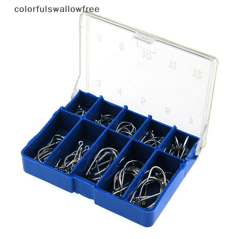 Bộ 100 Móc Câu Cá Bằng Thép Cacbon Nhiều Màu ABC