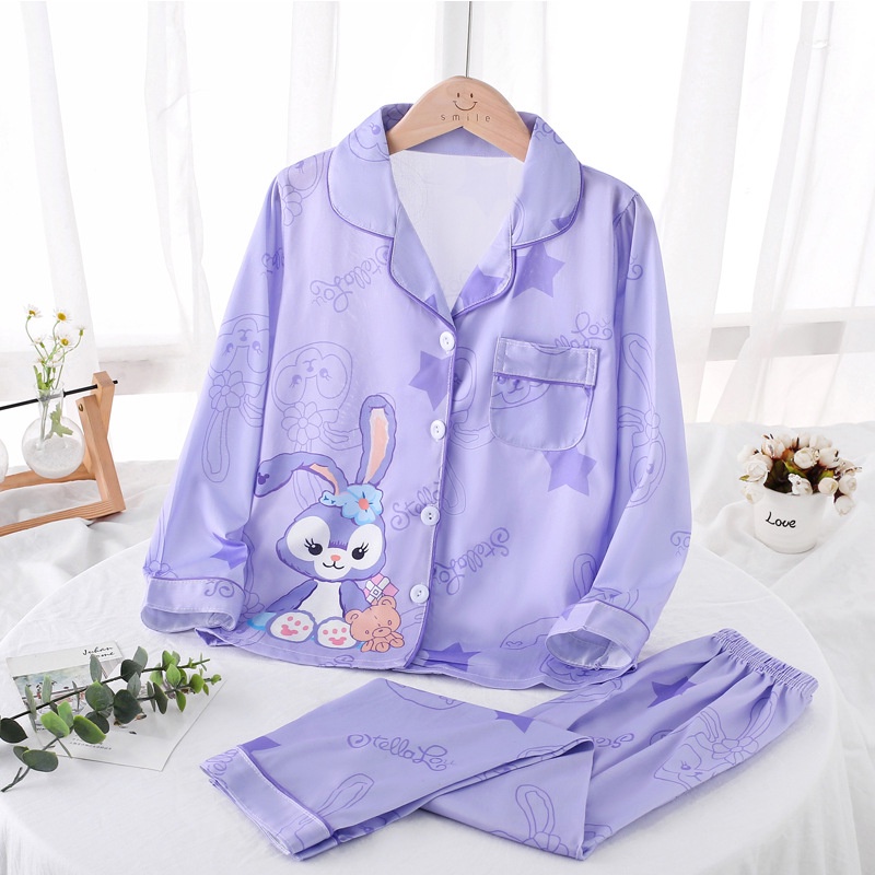 Bộ Đồ Ngủ 2 Món Áo Tay Dài + Quần Dài In Hoạt Hình Hello Kitty Dễ Thương Cho Bé Gái