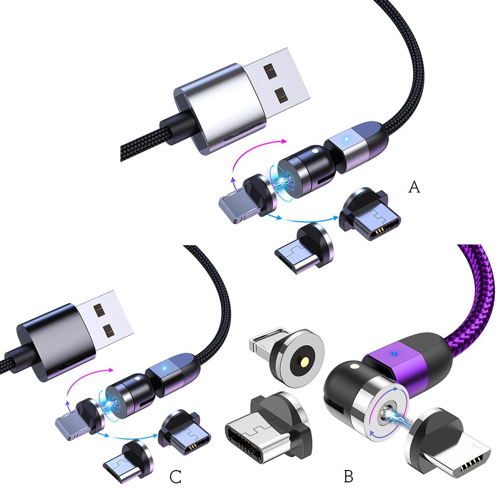 Dây Cáp Sạc Nhanh USB Nam Châm 3 Trong 1 Cho Samsung Xiaomi Iphone