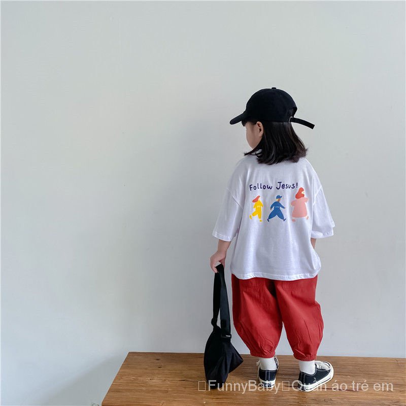 Áo Thun Cotton Tay Ngắn Cổ Tròn In Hoạt Hình Phong Cách Hàn Quốc Thời Trang Mùa Hè 2023 Dành Cho Bé Gái