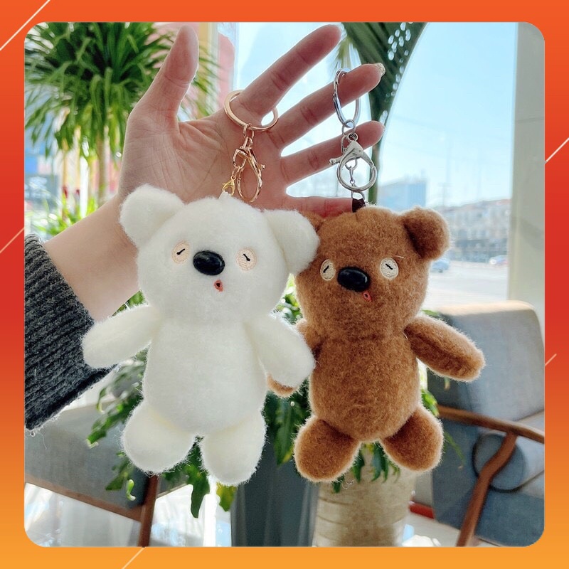Móc Khoá bông treo balo túi tote dễ thương hình Gấu ;