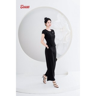 Set bộ đen đũi xước: áo xếp ly eo quần Toson B1269B83