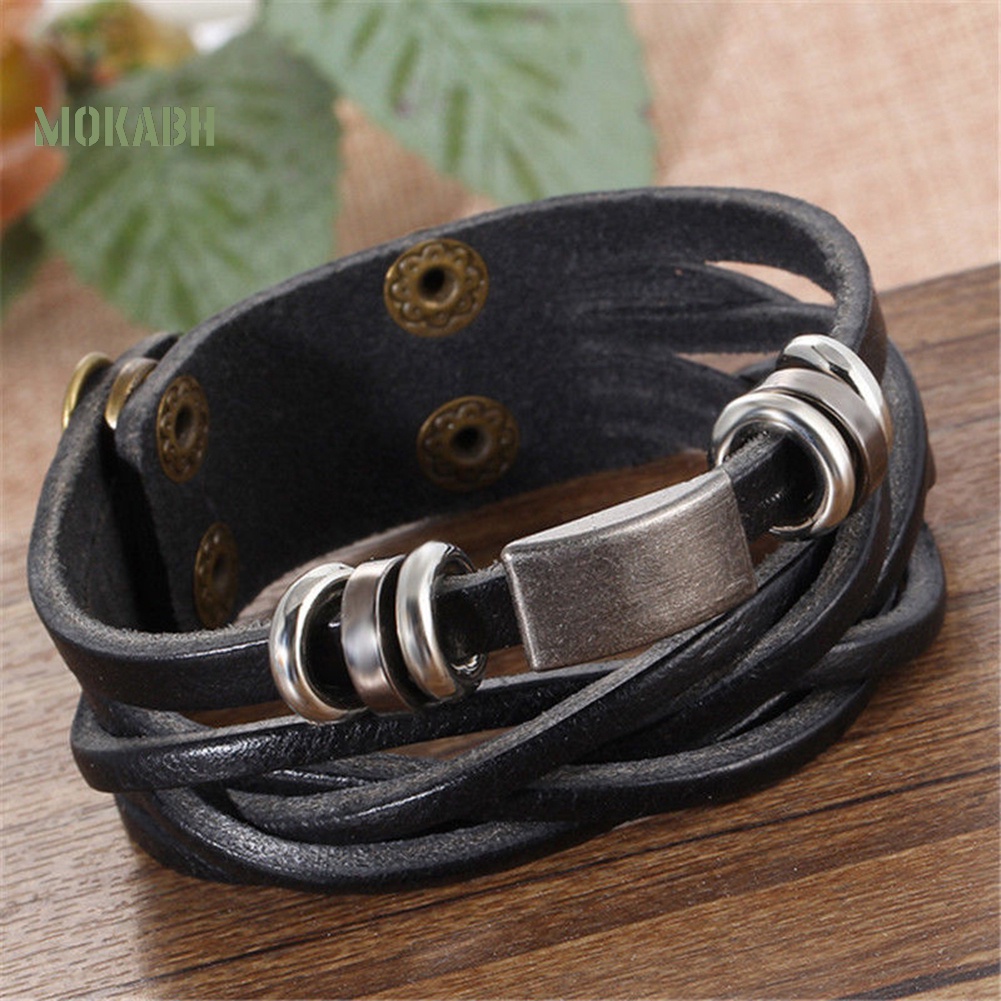 Vòng Tay Giả Da Nhiều Lớp Phong Cách Vintage Cho Nam Nữ