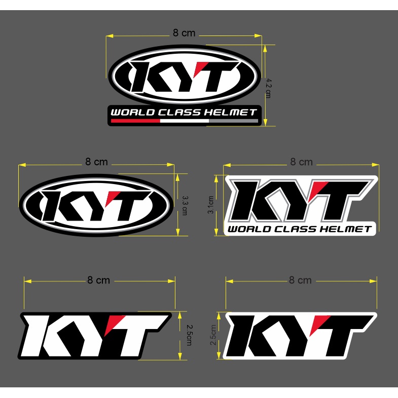 Tem decal lẻ logo chữ KYT helmet thường, phản quang 5 dạng