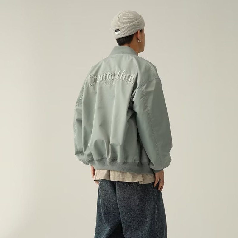 Áo Khoác bomber Thêu Chữ Phong Cách retro Thời Trang Cho Nam
