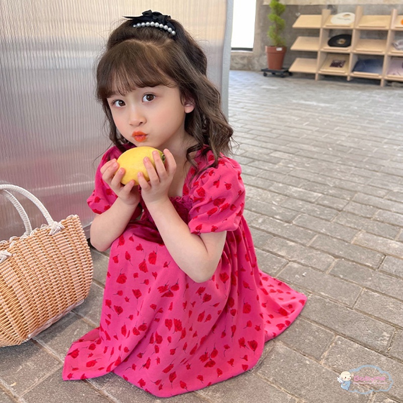 Đầm Công Chúa Tay Ngắn Phồng Dễ Thương Thân Thiện Với Da Cho Bé Gái