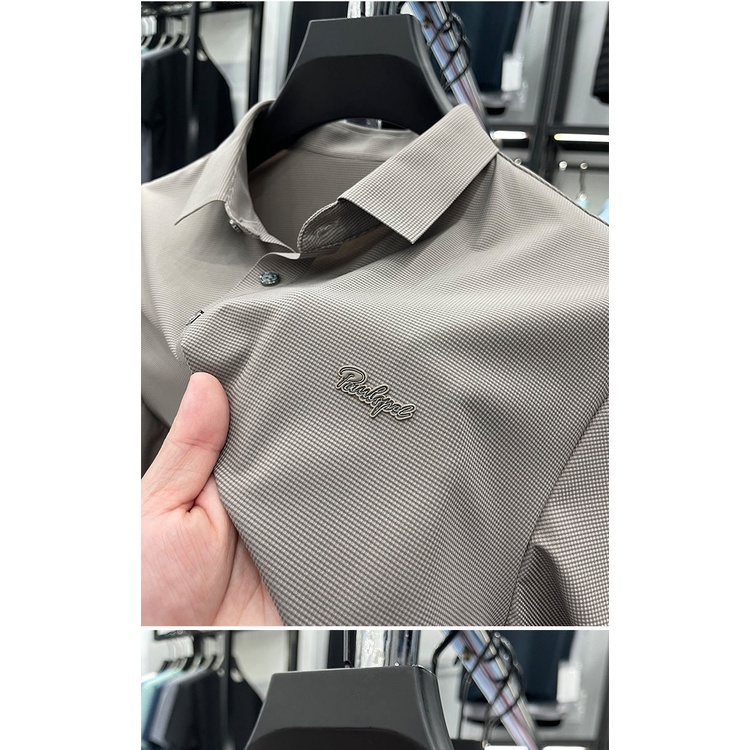 Áo Thun Polo Vải Lụa Lạnh Cổ Bẻ Thời Trang Mùa Hè Cho Nam