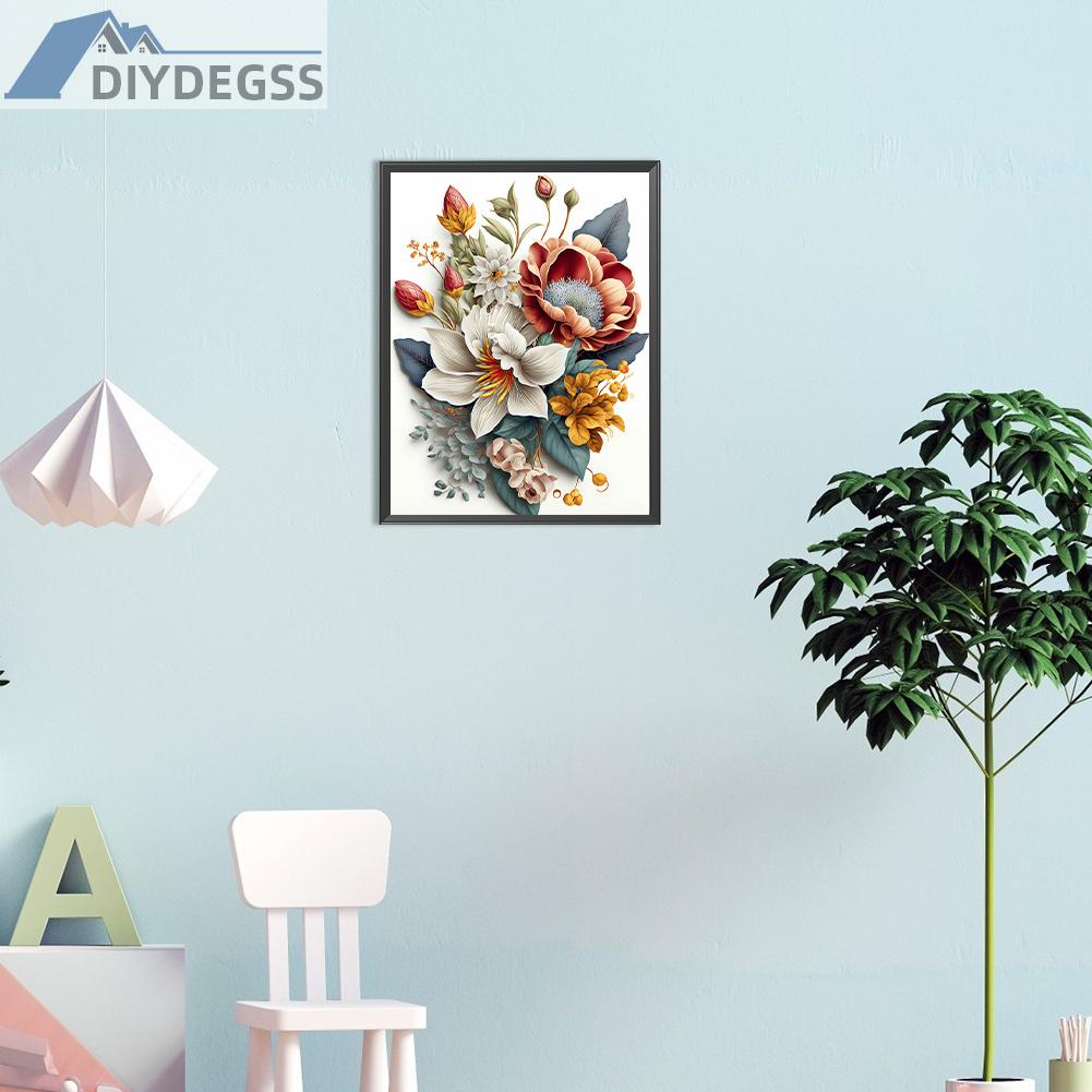 Tranh Đính Đá Kim Cương Toàn Bộ 5D DIY Hình Vẽ Hoa Trang Trí Nhà Cửa