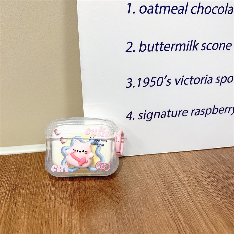 Vỏ Bảo Vệ Hộp Sạc Tai Nghe Bluetooth Không Dây Airpods1 / 2 3 Pro Pro2 Air Pods Pro 3 Hình Mèo Dễ Thương Ốp