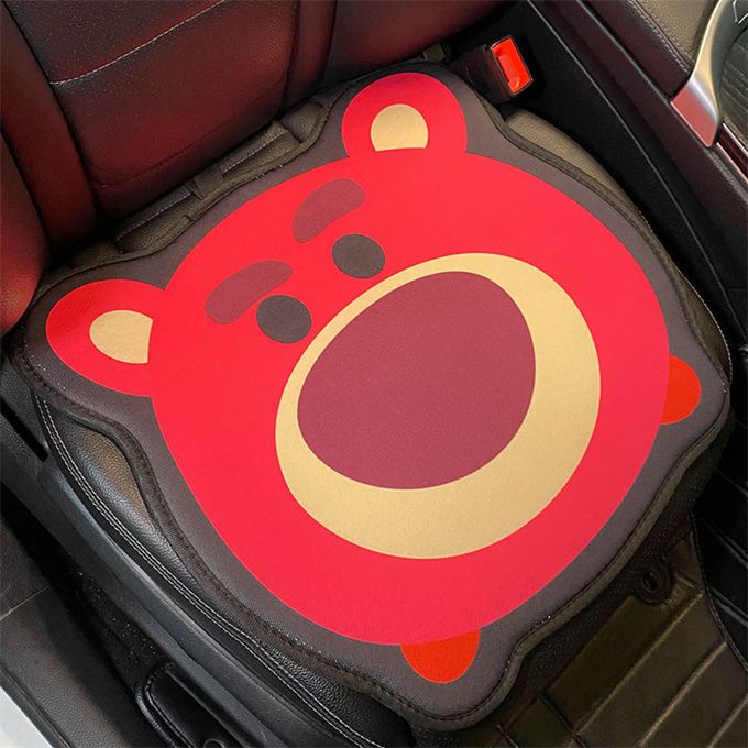 Đệm Lót Ghế Ngồi Xe Hơi Thoáng Khí In Hoạt Hình Gấu Dâu Tây Dễ Thương