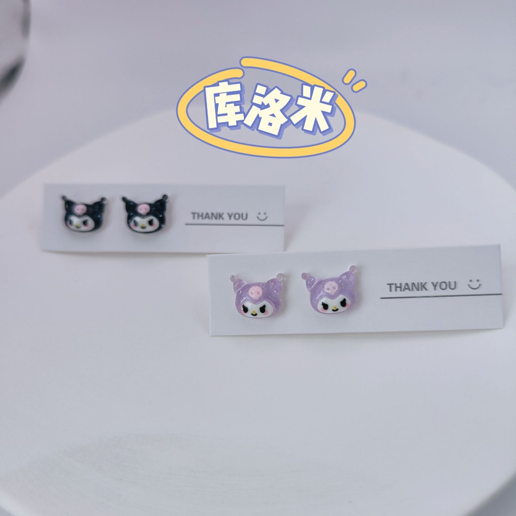 SANRIO Bông Tai Mạ Bạc 925 Hình Kuromi Cinnamoroll Melody Pochacco Dễ Thương Cho Học Sinh H0283