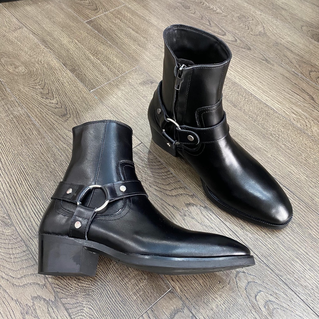 Giày Harness Boots Da Bò Cao Cấp Nhập Khẩu Handmade Gót 5cm Chính Hãng Bảo Hành 12 Tháng