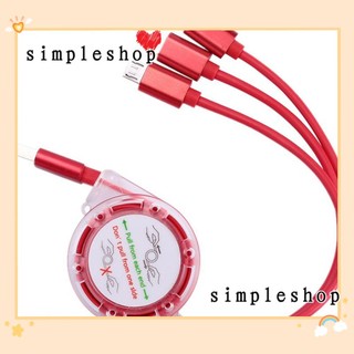 Universal 3 in 1 Cable Retractable Micro Usb Multi Charger