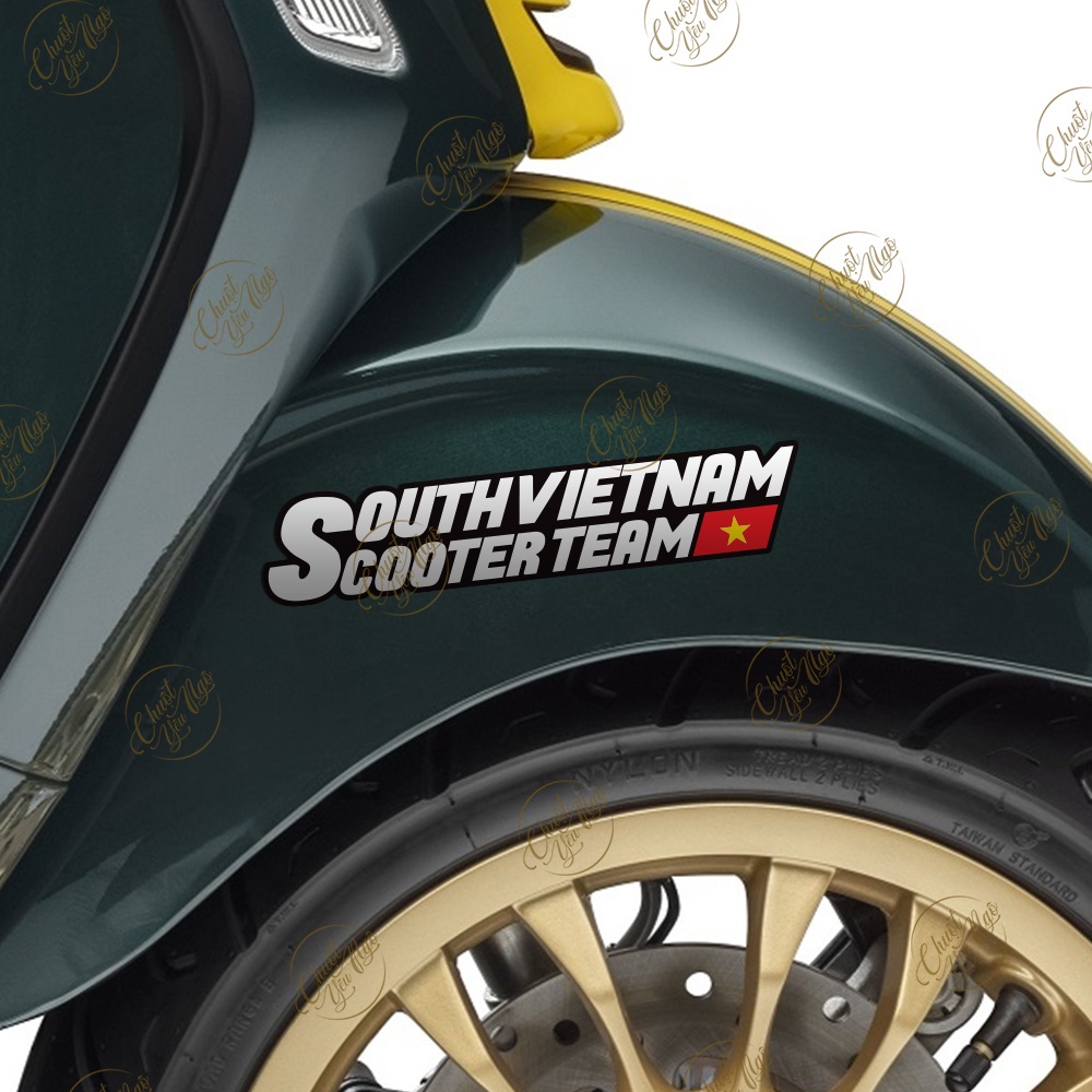 Combo 2 tem logo sticker SOUTH VIETNAM SCOOTER TEAM decal hội nhóm xe dán trang trí xe