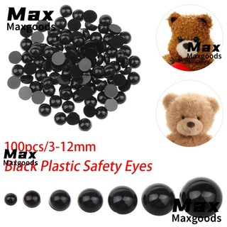 Set 100 Mắt Gấu Bằng Nhựa Nỉ Màu Đen 3-12mm Làm Thú Nhồi Bông DIY Cho Bé