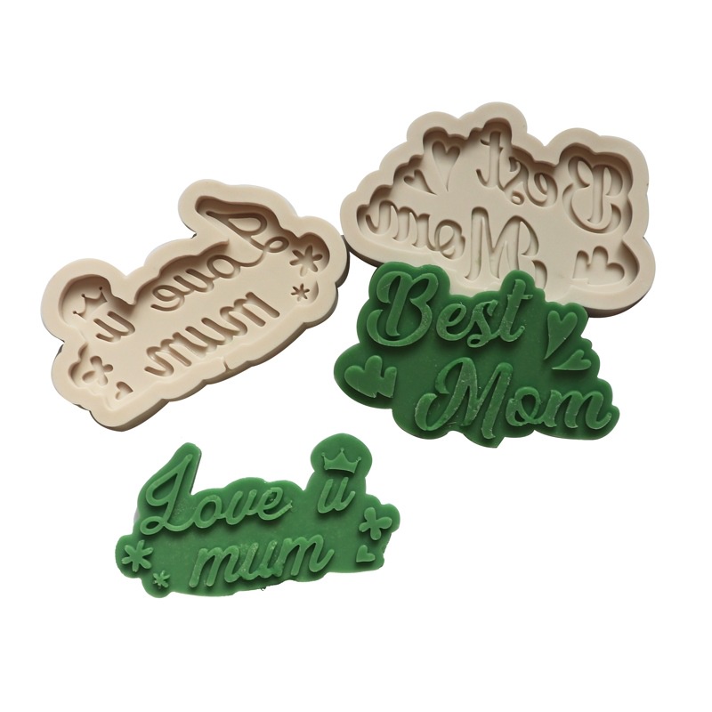 Khuôn Silicone Nhấn Bánh Trang Trí Hình Chữ Love Mom