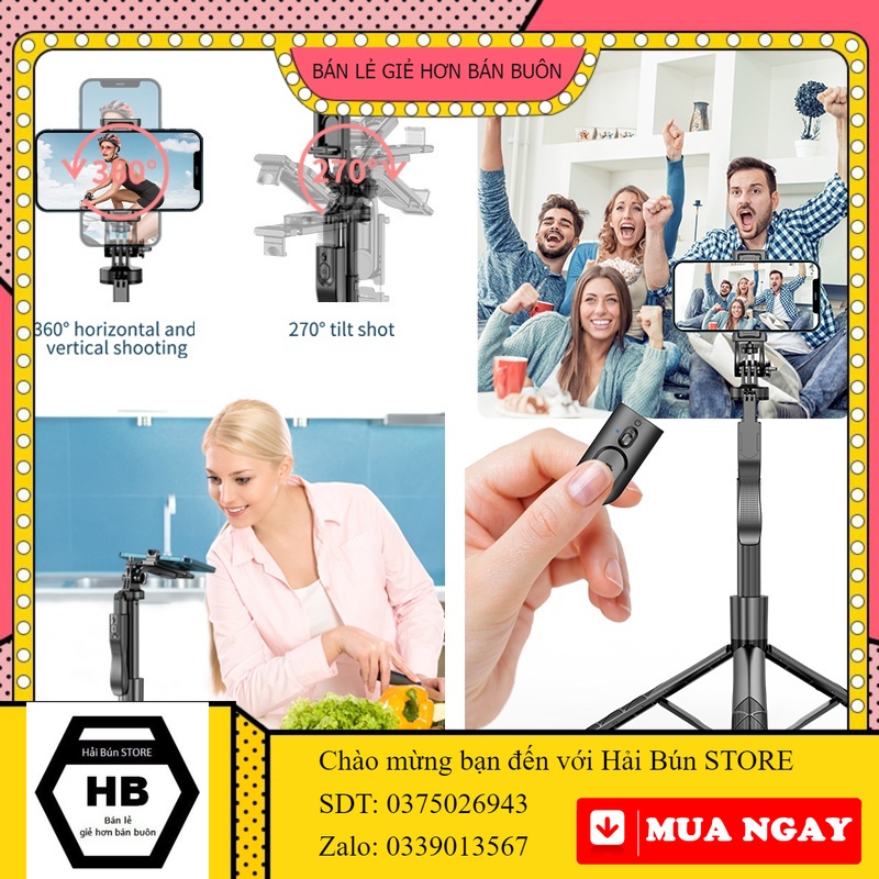 L16 Gậy Tự Sướng Cầm Tay Chân Máy Gimbal Cầm Tay Chân đế Có Thể Gập Lại Cho Máy ảnh , điện Thoại HaiBunStore