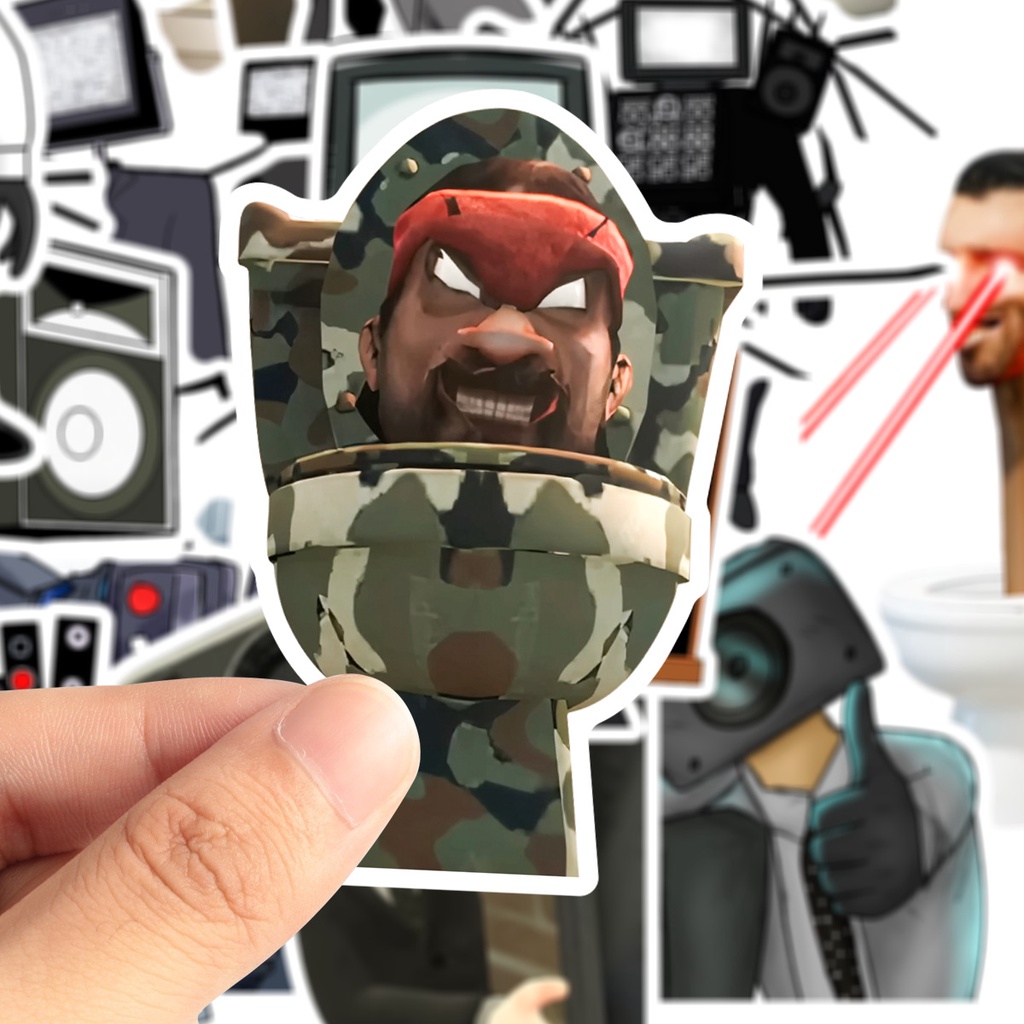 Sy2 50 cái skibidi toilet stickers titan tv man speaker man monitor man camera man waterproof hd stickers máy tính xách tay ys2