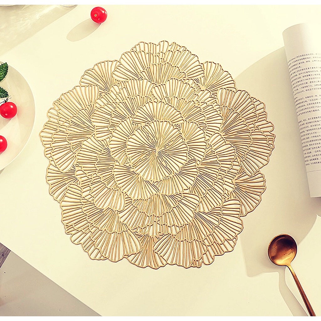 Thảm PVC decor trang trí bàn ăn hình hoa Khăn trải bàn ăn chất liệu PVC hình hoa bỉ ngạn