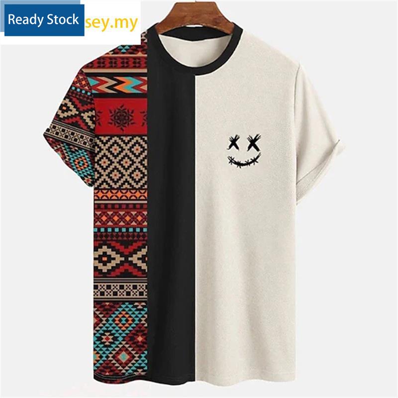 Vintage men's t-shirt sọc 3d tay ngắn áo sơ mi tees thời trang harajuku in t áo sơ mi quá khổ thời trang dạo phố quần áo nam rộng rãi