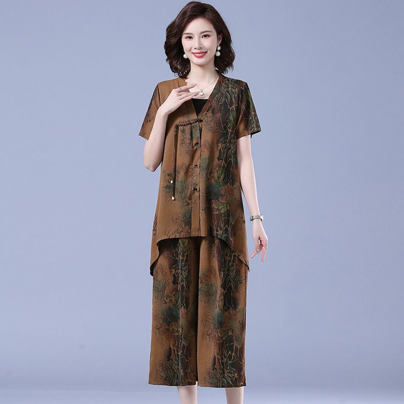 Áo Sơ Mi Chiffon Tay Ngắn Thời Trang Mùa Hè Kiểu Mới Cho Phụ Nữ Trung Niên