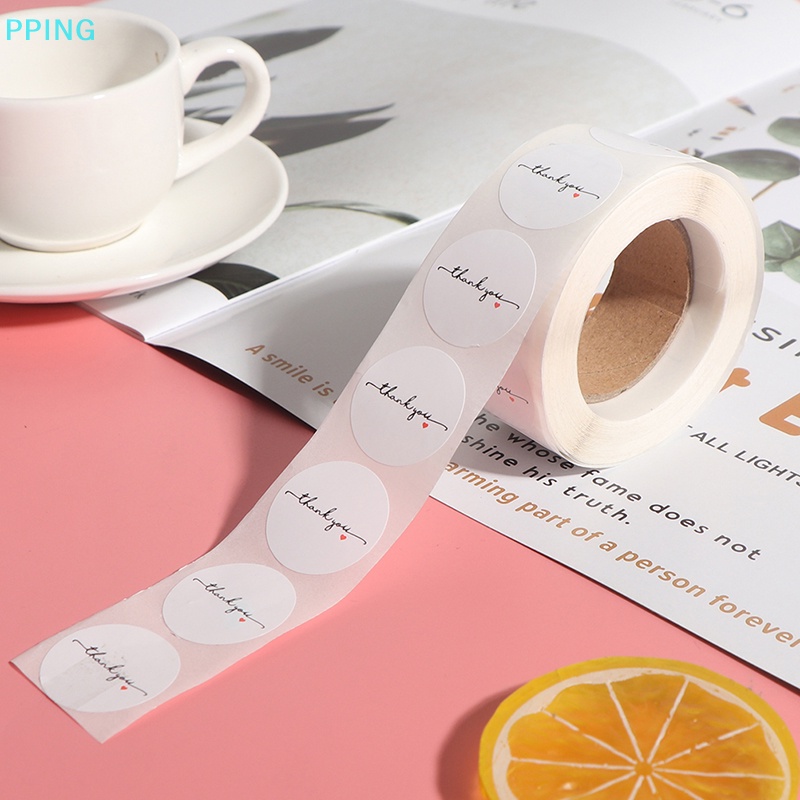 Cuộn 500 Nhãn Giấy Tròn 1 inch In Chữ thank you er Dùng Trang Trí Sổ Tay