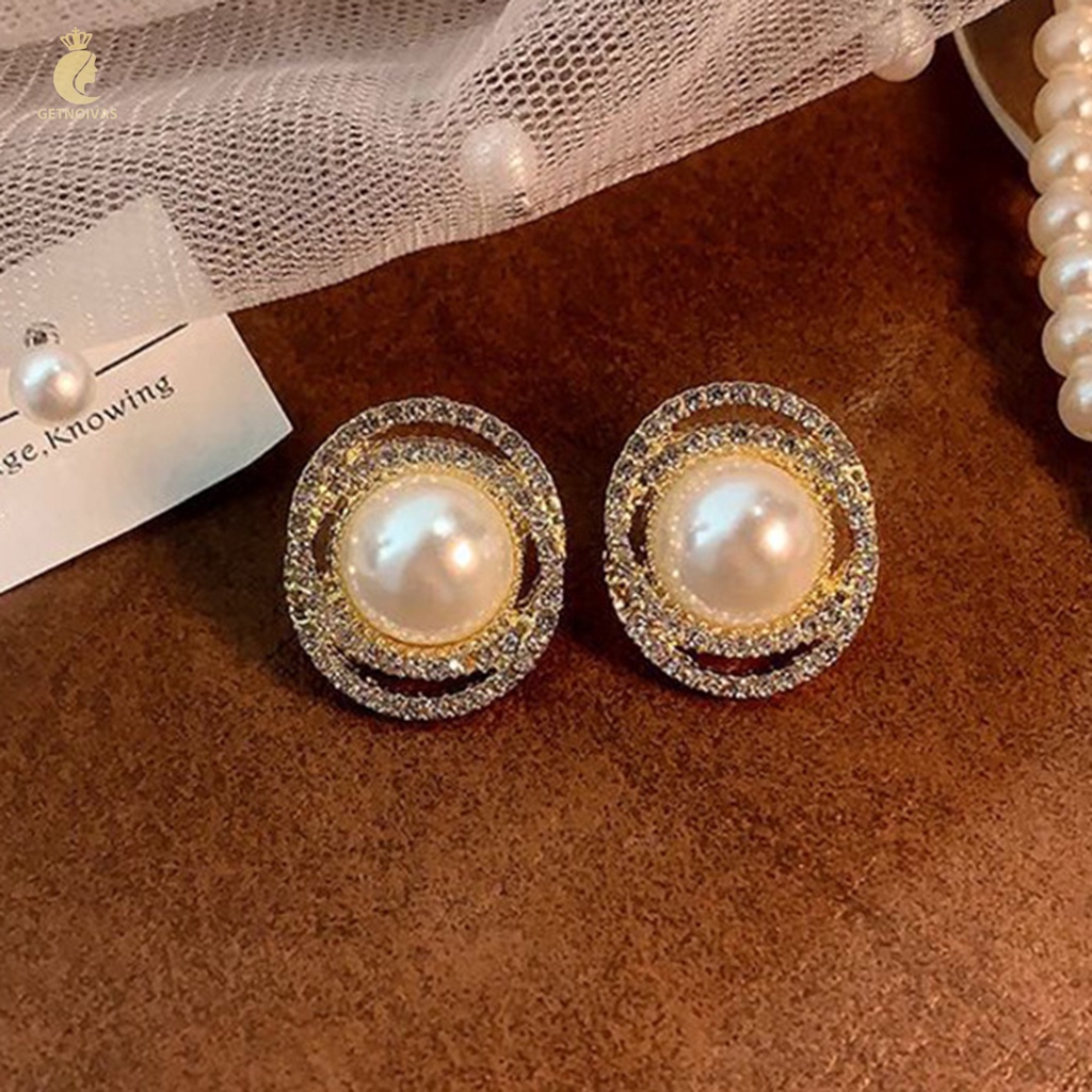 Khuyên tai GETNOIVAS đính đá phối ngọc trai giả sang trọng