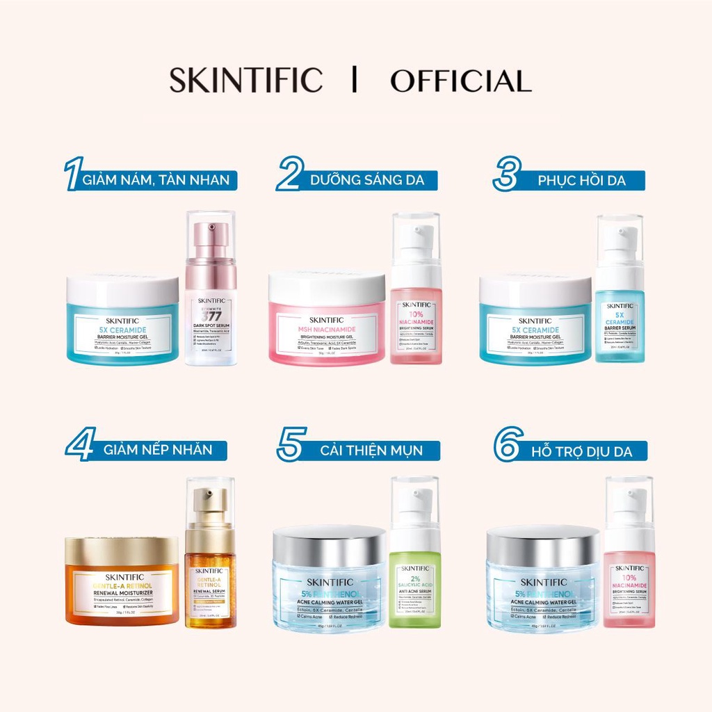 SKINTIFIC Combo 2PCS Set- Kem Dưỡng ẩm 30g/Serum 20ML