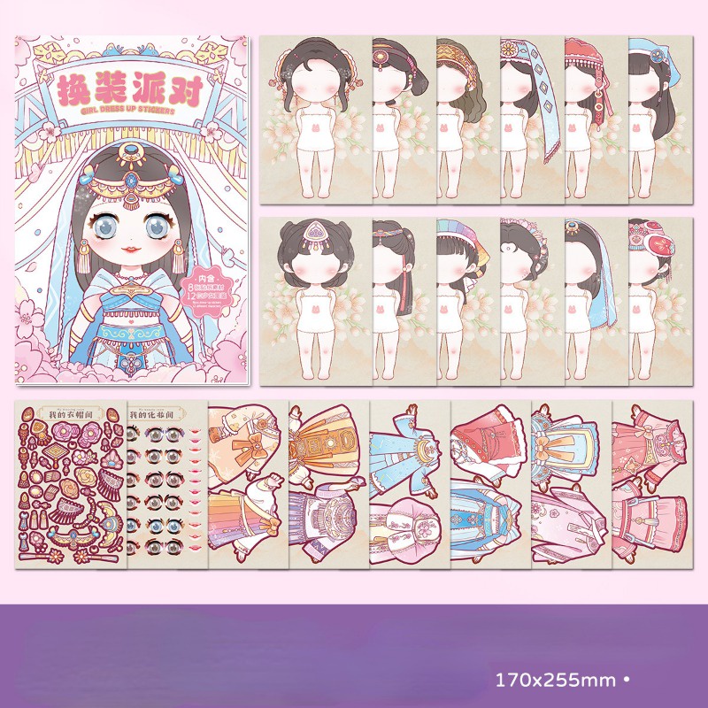 Trẻ em diy puzzle stickers sách princess dress up sticker lắp ráp ghép hình diy cartoon sticker for kids đồ chơi giáo dục quà tặng yk