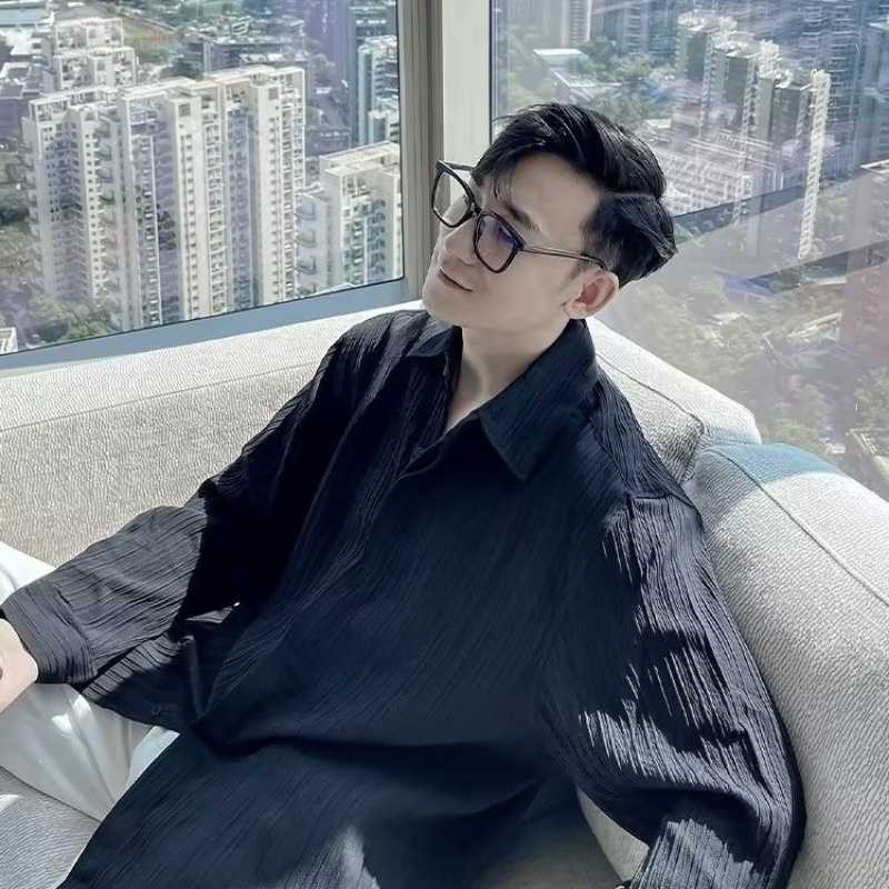 Áo Sơ Mi Nam Dài Tay Dáng Rộng Phong Cách Retro Sang Trọng