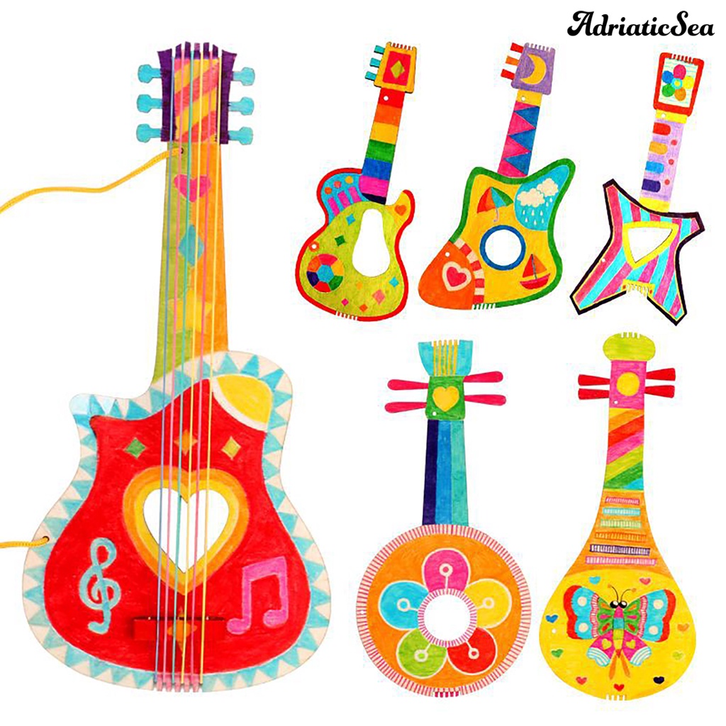 Đàn Guitar Bằng Gỗ Thủ Công DIY Sáng Tạo Cho Bé