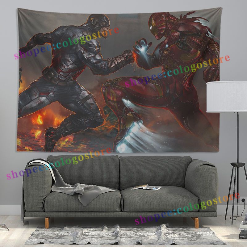 Thảm Treo Tường 100 * 70cm 35 Kiểu Marvel Avengers Iron Man Trang Trí Nhà Cửa Phòng Ngủ Trẻ Em